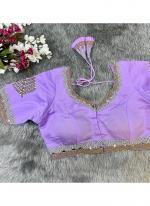 Pure Silk Lavender Party Wear Hand Work Readymade Blouse